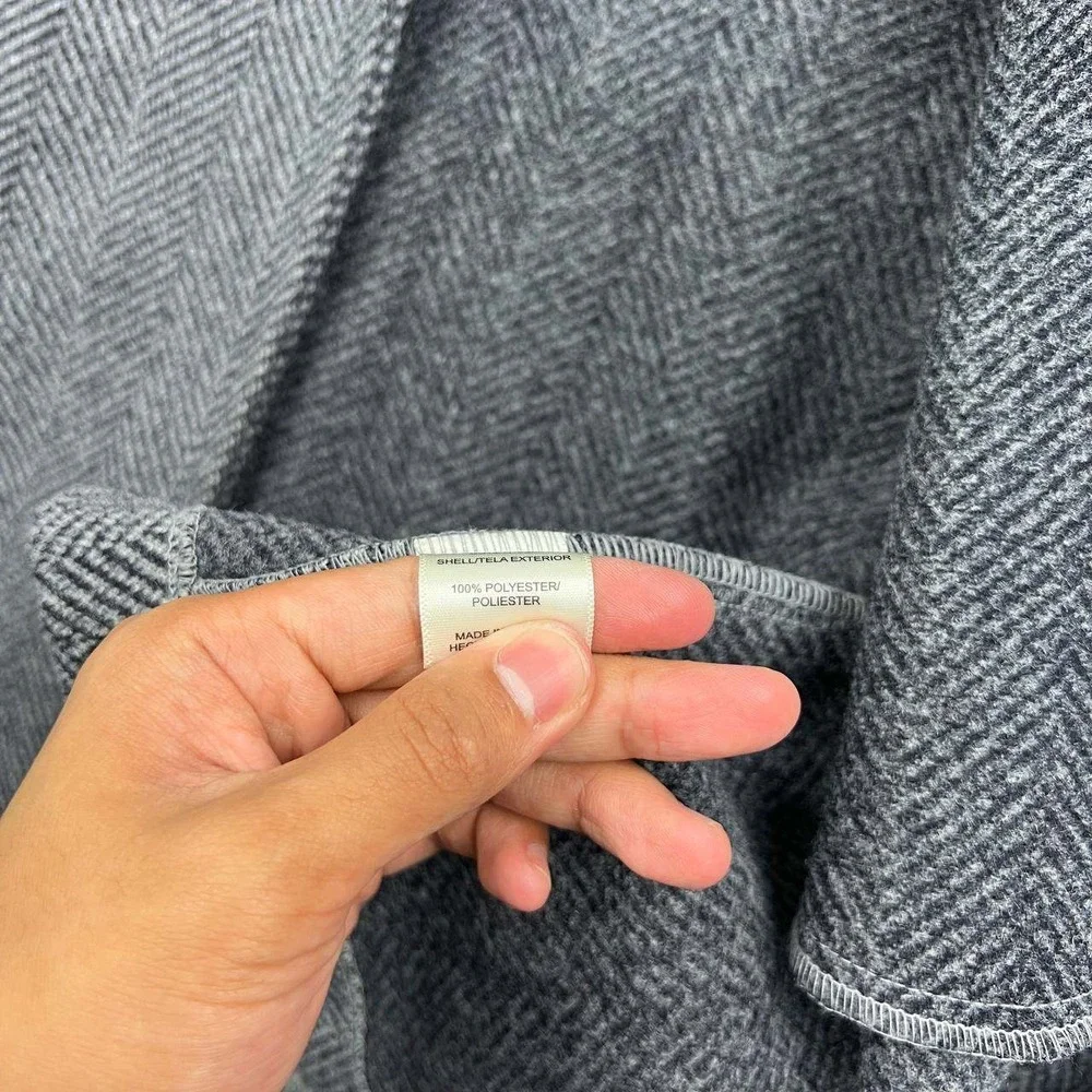 HAVE Los Angeles Long Coat Jacket Women Small Gray Herringbone Notch Lapel S